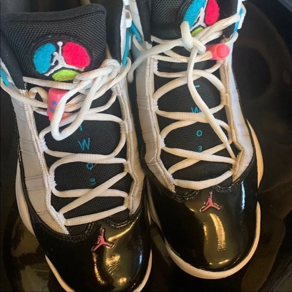 Nike Jordan 6 Rings Patent White Black Pink SOUTHBEACH Miami CK0017-100 Sz 9.